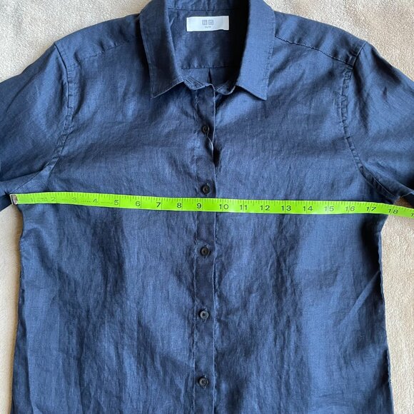 NWT Uniqlo Navy Linen Shirt - Picture 3 of 9